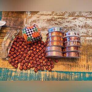 Fall decorating bundles ribbon and beads, brand new!